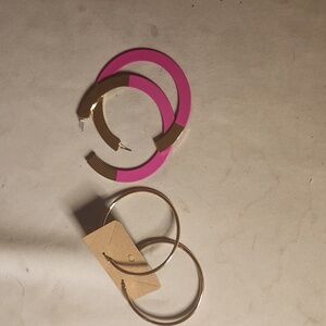 Gold plated hoop and half hoop earrings 2 peice